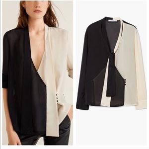 MANGO two-tone flowy blouse
